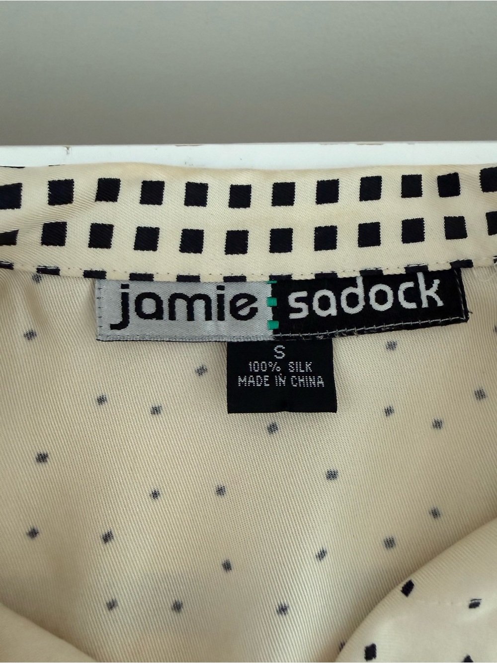 Vintage Jamie Sadock 100% Silk Geometric Polka Dot Button Up Blouse Small - Picture 3 of 9